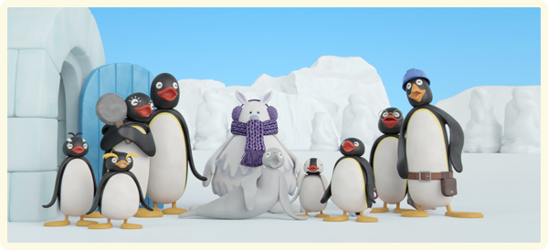 ピングーのオリジナルアニメーションでお客様をお出迎え！南極に住むピングーと仲間たちの世界にご案内します。